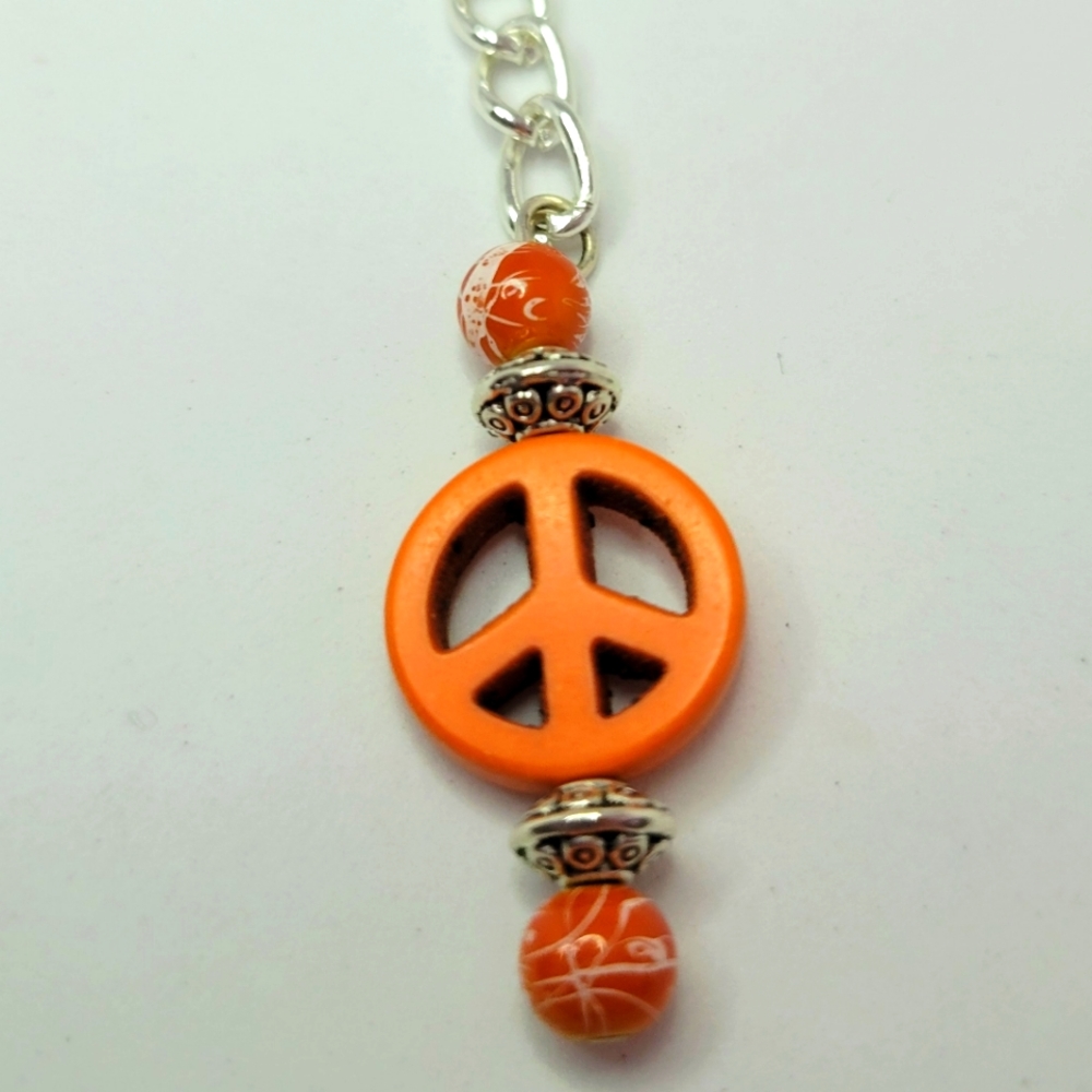 Orange stone peace bead Keychain